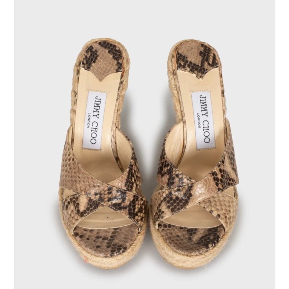 Jimmy Choo Animal Print Leather Wedge Sandals Sz.36 - Picture 2 of 5